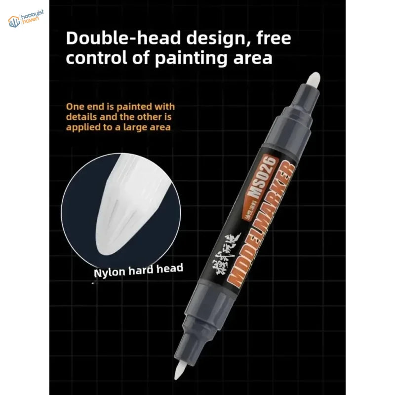 12pcs double-headed black marker with fine tip for small details, broad for large surfaces