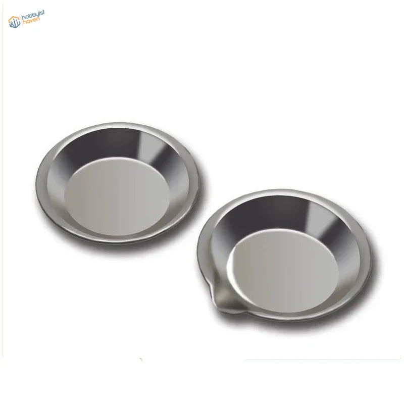 Two 12pcs stainless steel pie pans, one with spout