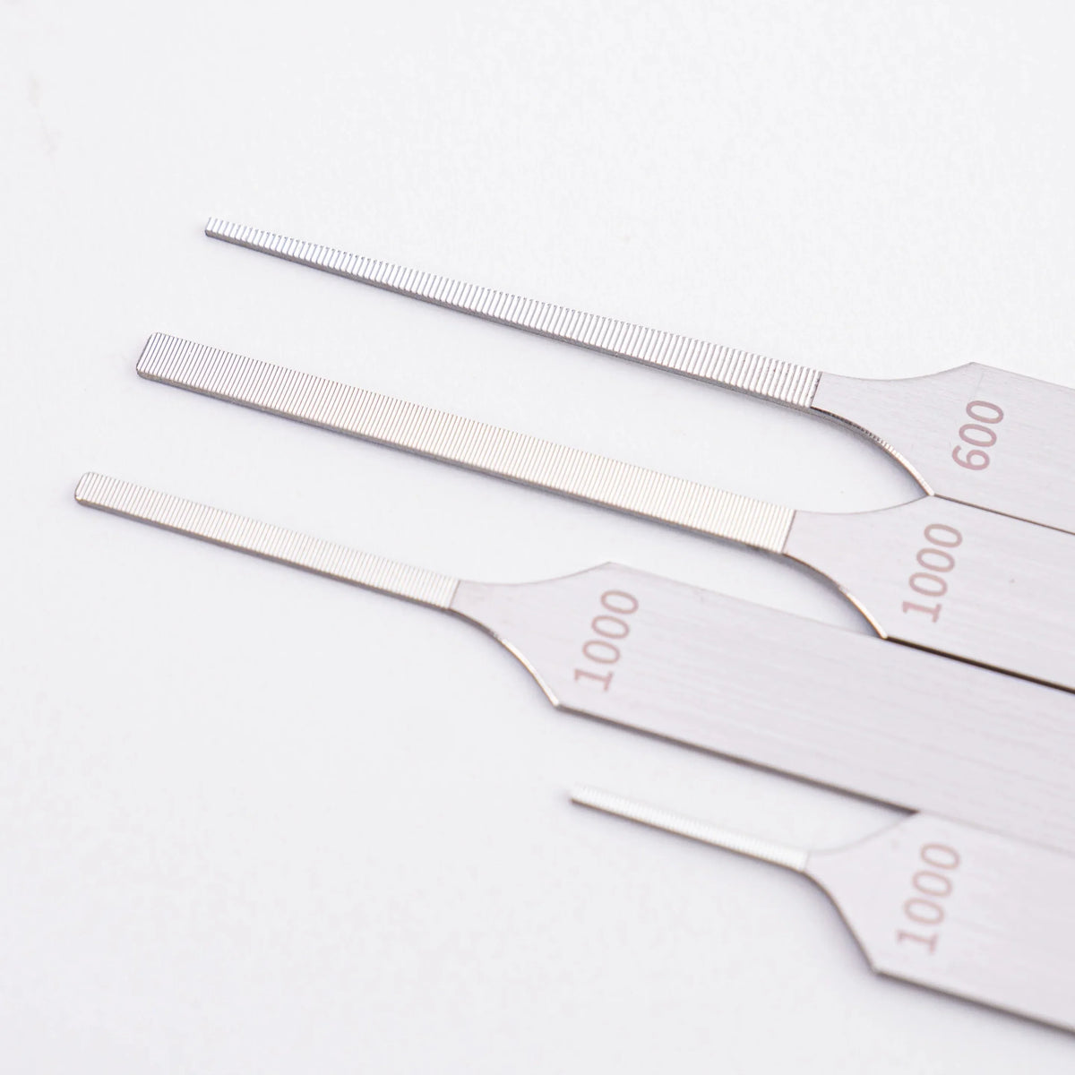 Set of four stainless steel ultra-fine files for scale modeling tools