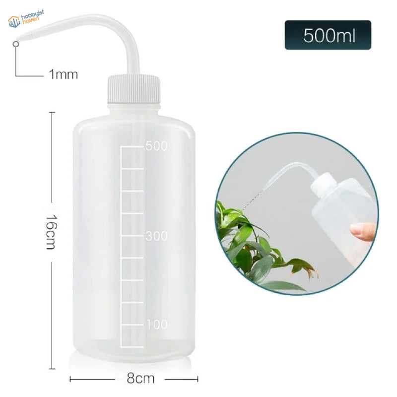 Transparent 500ml water squeeze bottle with white ribbed cap and curved spout