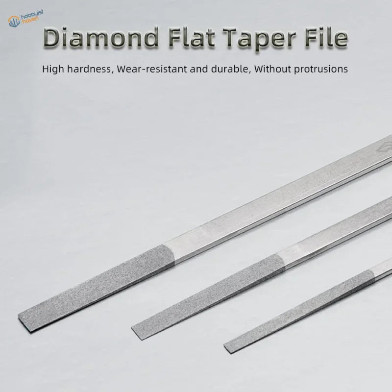 Set of tapered metal files for scale modeling, three diamond-section tapers