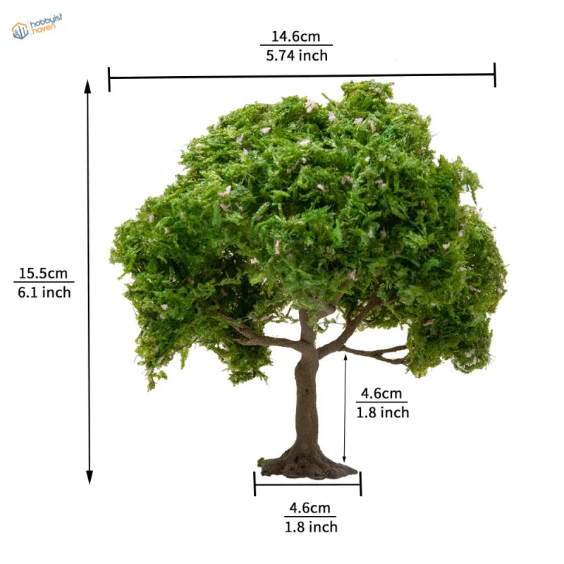 150mm model tree with mossy green foliage for dioramas, precision hobby tools