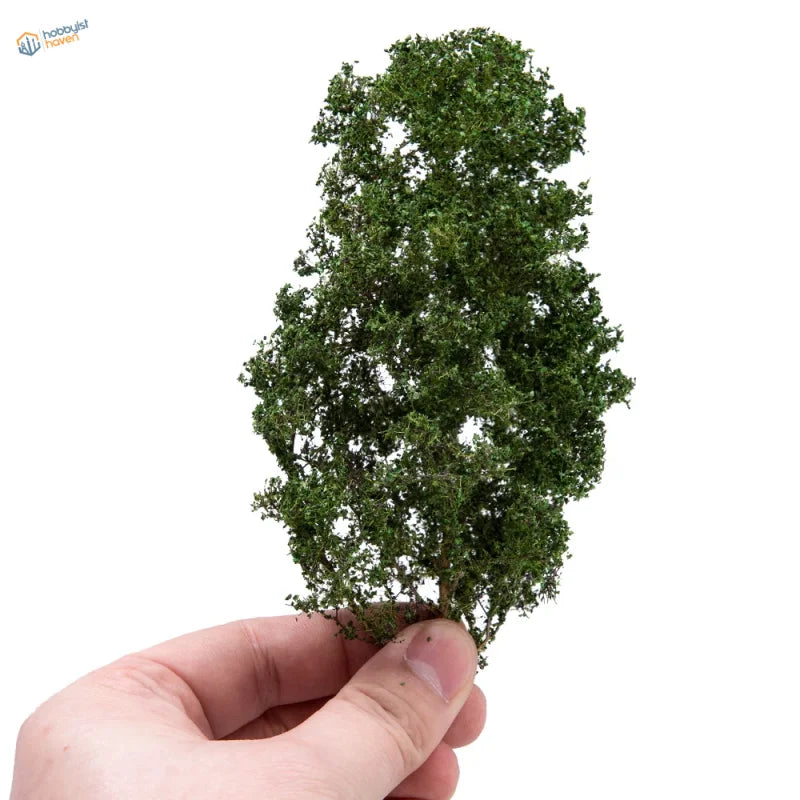 15cm dense tree for scale modeling tools, textured leafy artificial green foliage