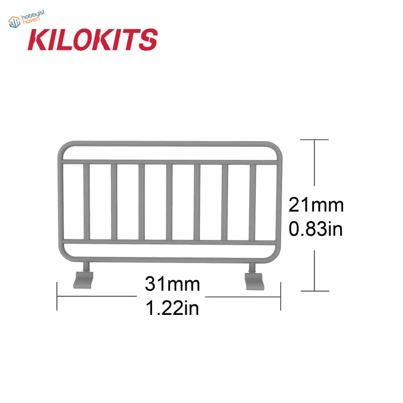 Gray Kilokits plastic traffic barrier with vertical slats for 1/35 scale
