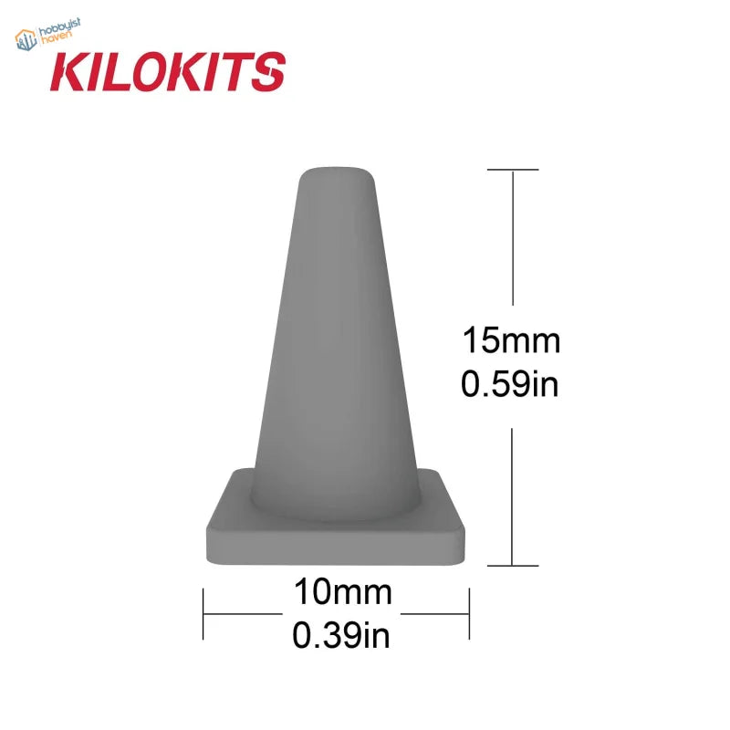 15mm gray plastic traffic cone, 1/35 scale for models
