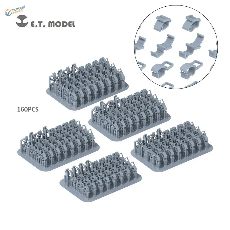 160pcs gray plastic 1/35 3D-printed clamps for WWII German vehicles by e.t