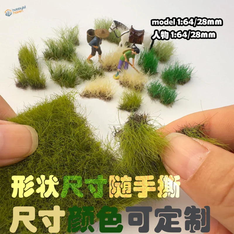 16mm static grass tufts: green fuzzy grassy terrain for 1:64 dioramas