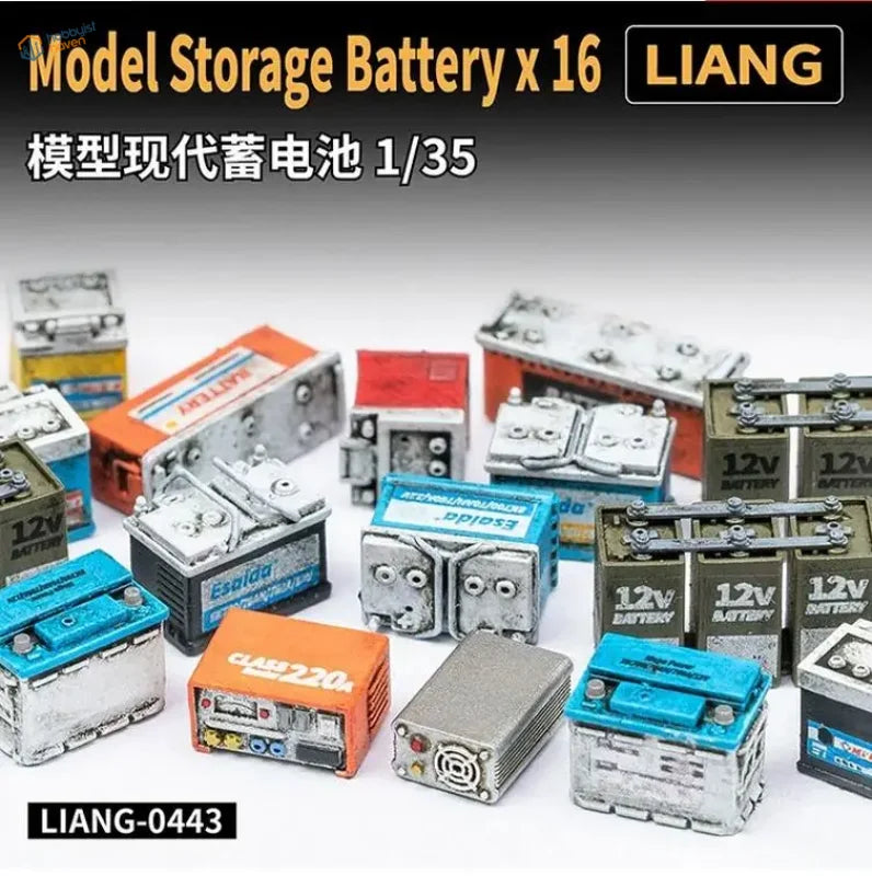 16pcs 3D-printed 1/35 scale model storage batteries in colors