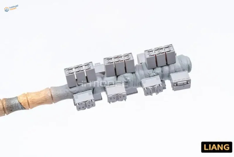 Gray 1/35 3D-printed model storage battery with futuristic weapon design