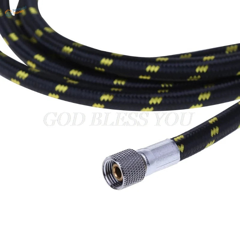 180cm nylon braided air hose with black yellow pattern and threaded connector