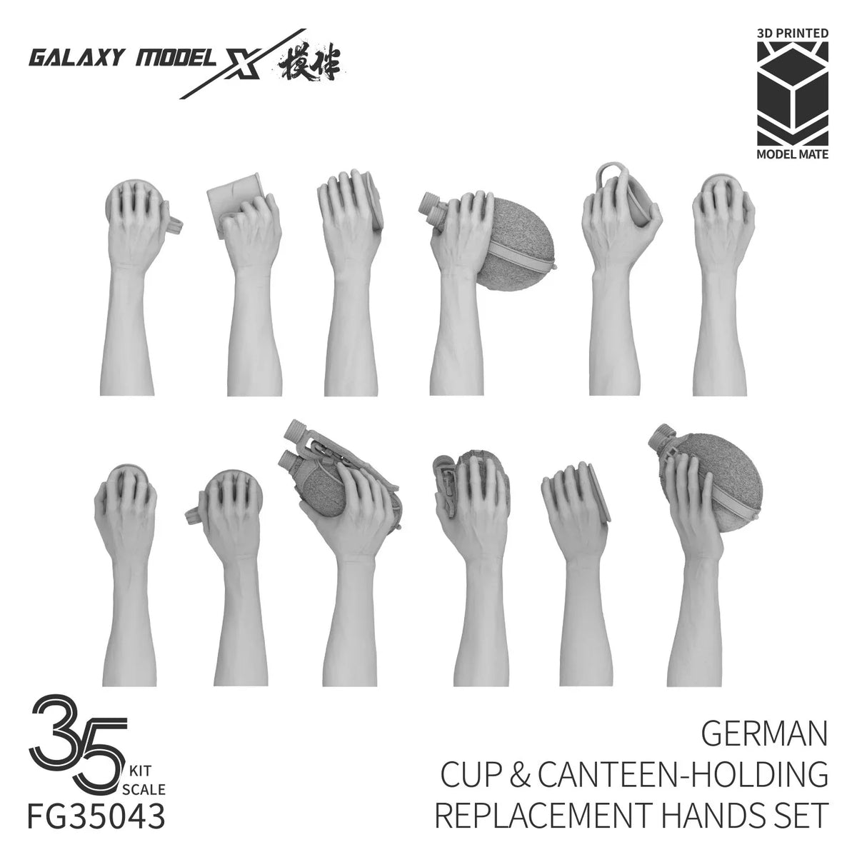 Mains de soldat allemand avec tasse et gourde 1/35