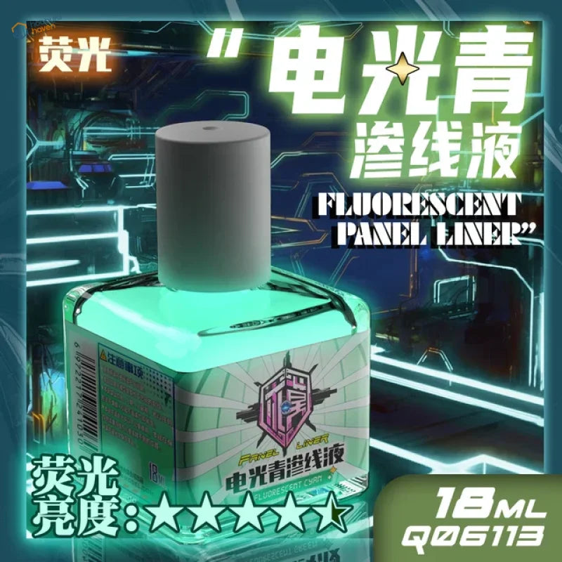 18ml fluorescent liquid paint in clear bottle with glowing green liner