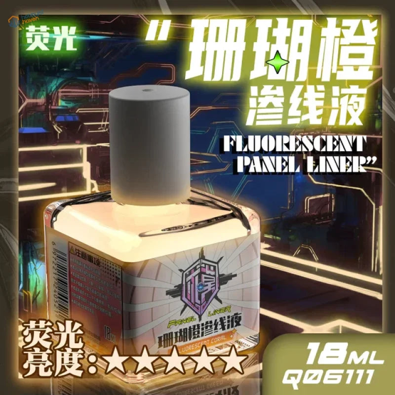 18ml fluorescent liquid paint in sleek rectangular bottle with neon green text