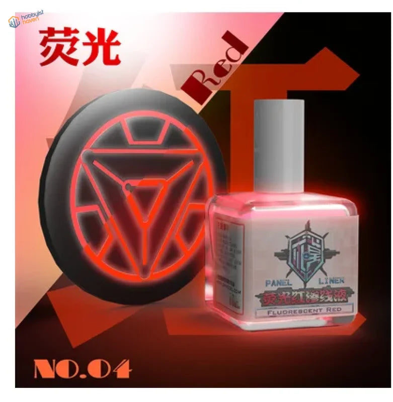 18ml fluorescent liquid paint: red polish in clear bottle with silver cap