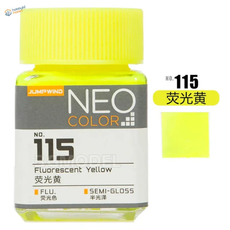 Vibrant neon yellow fluorescent lacquer paint in 18ml glass bottle