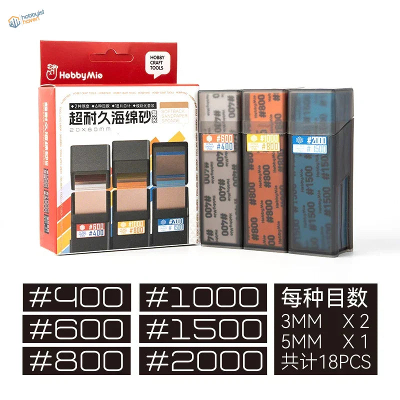 18pcs #400-#2000 sanding sponges for scale modeling tools