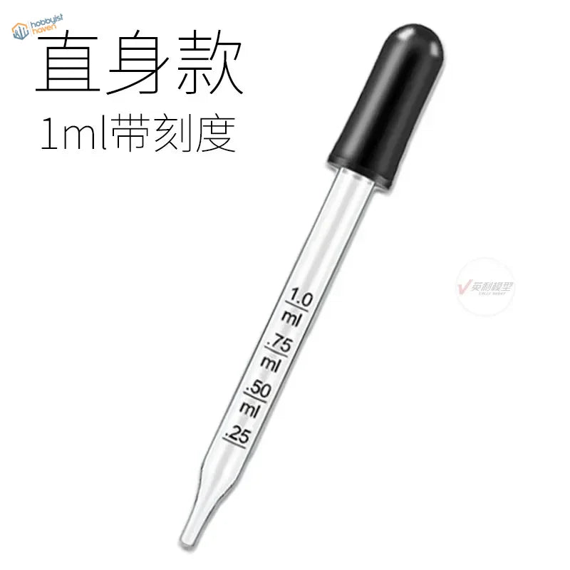1ml graduated glass pipette with black bulb and 1ml markings