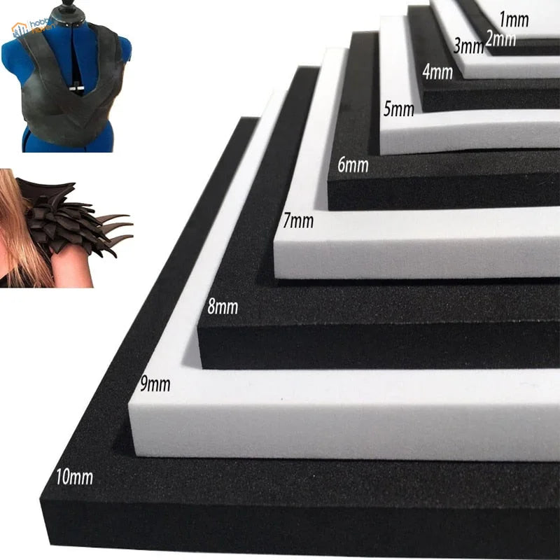 1pc 1-10mm eva foam sheet in black and white thicknesses