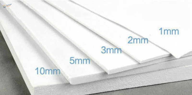 White EVA foam sheets 1-10mm thick labeled for hot wire cutting
