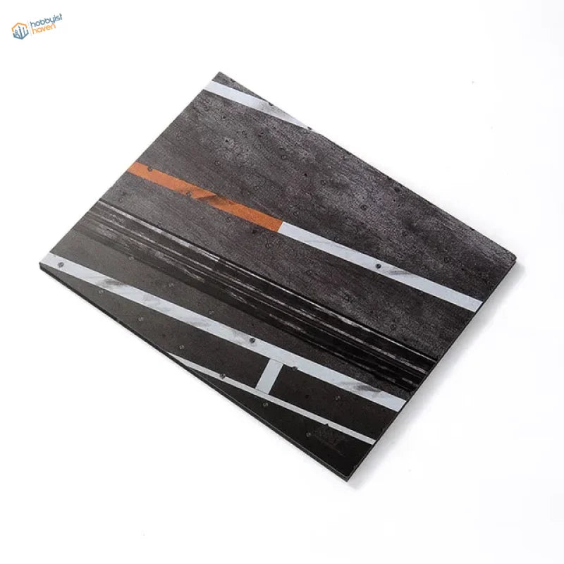 Black realistic runway base notebook with asphalt road stripes
