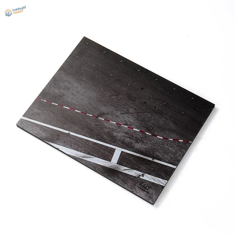 Dark gray realistic runway base with textured runway markings