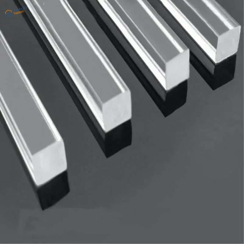 Shiny silver transparent square rods multisize polished bars