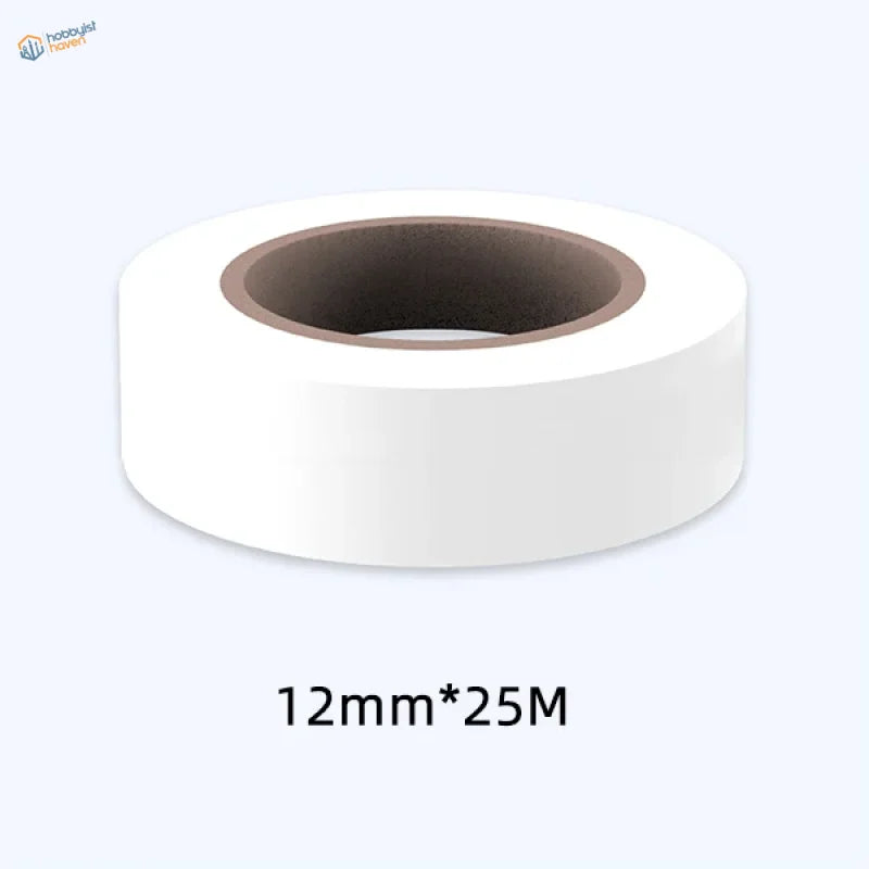 12mm x 25m low tack flexible masking tape roll with white adhesive and brown core