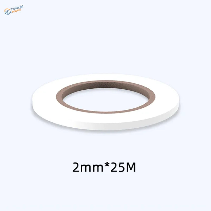 2mm x 25m low tack flexible masking tape roll, white with brown core