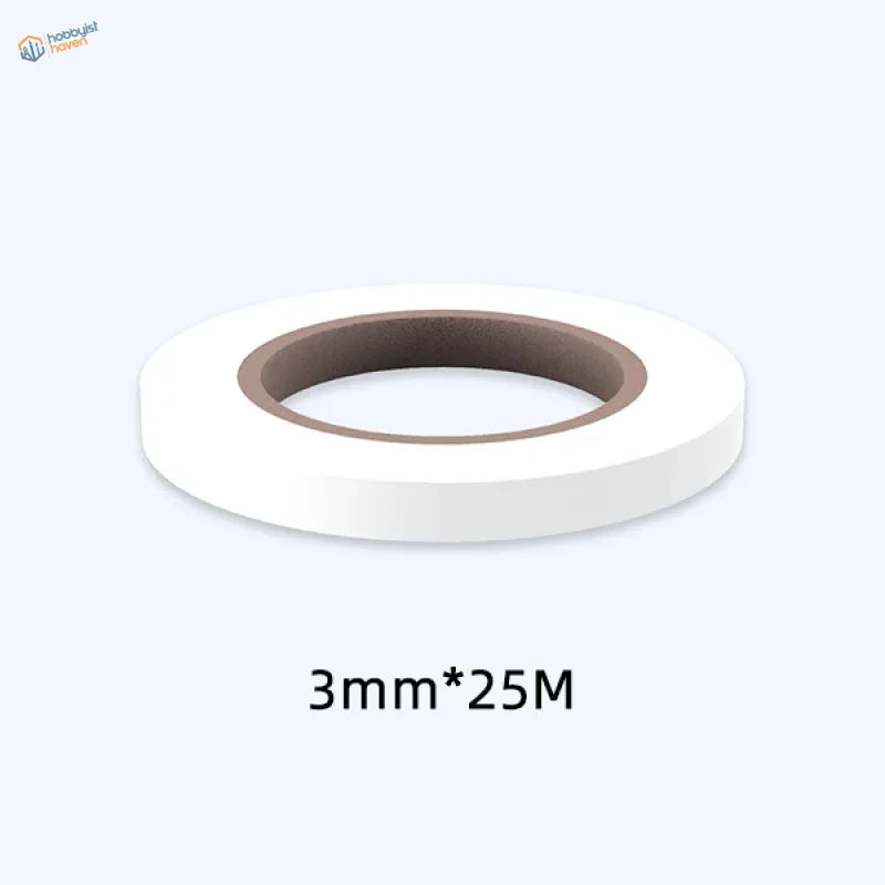 3mm x 25m low tack flexible masking tape on white roll with brown core