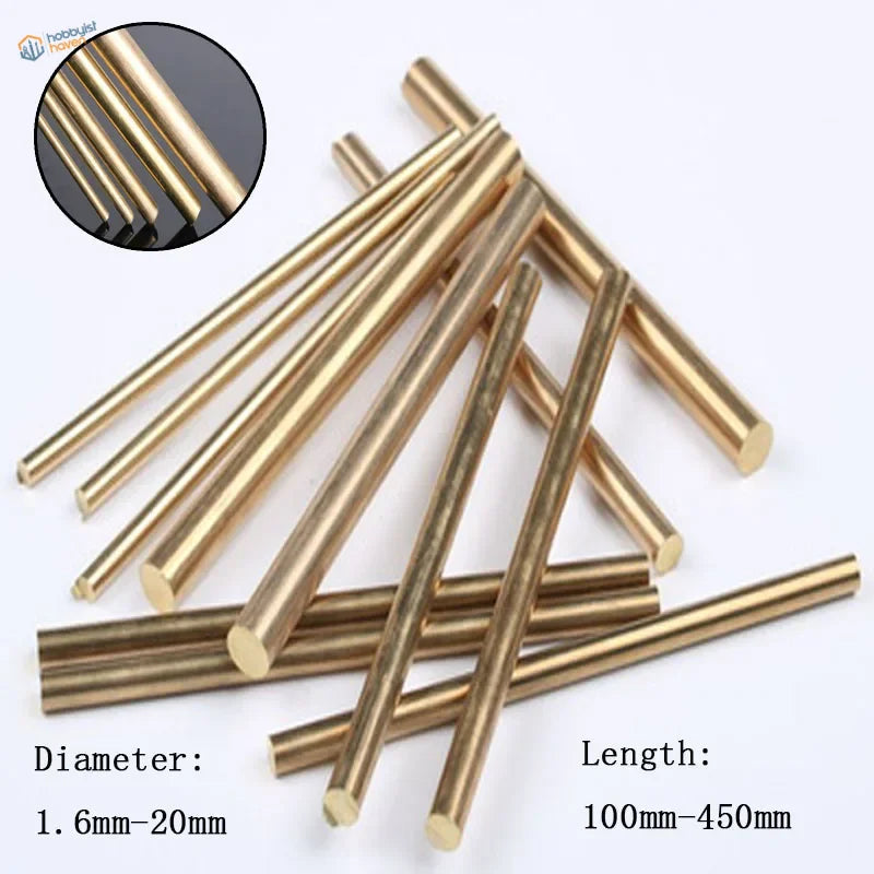 Golden brass rods 1.6-20mm dia, 100-450mm for scale modeling, polished finish