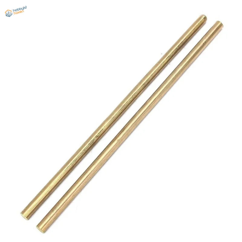 Two polished slender brass rods for scale modeling tools, 2-20mm diameter