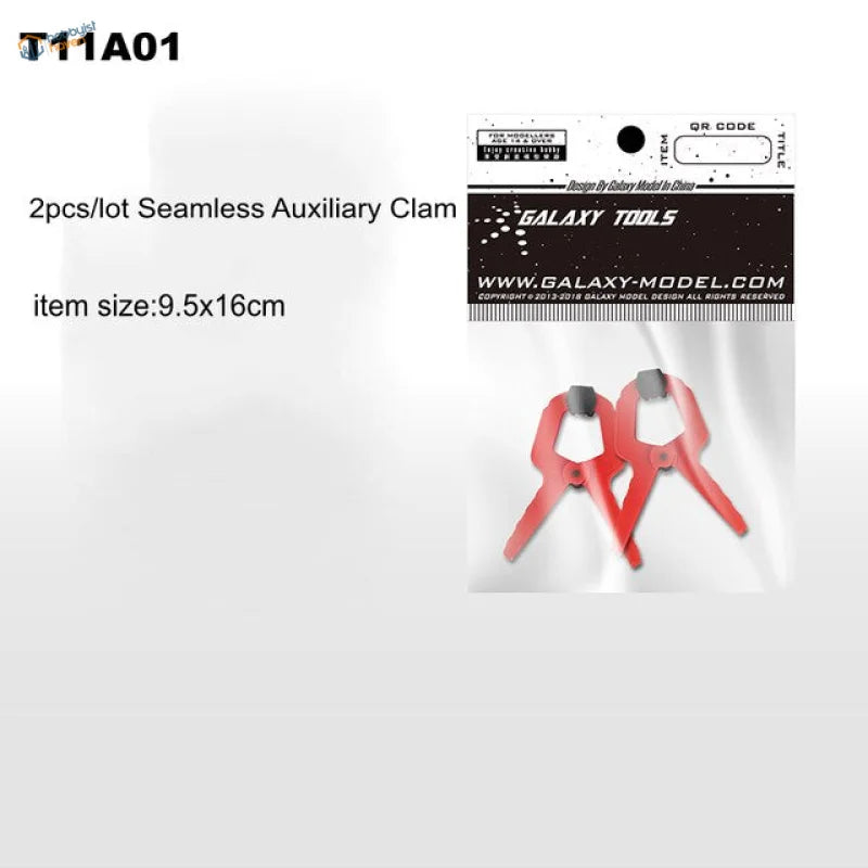 Galaxy model clamps: red plastic clamps with gray tips in blister pack