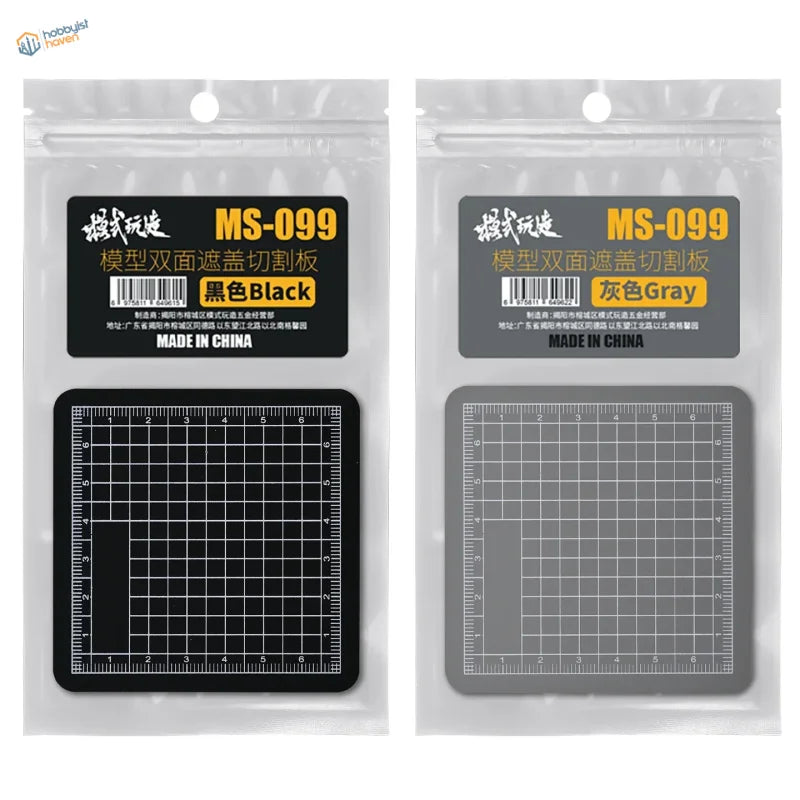 Black and gray 2-in-1 cutting mat and tape cutting stencil with grid markings