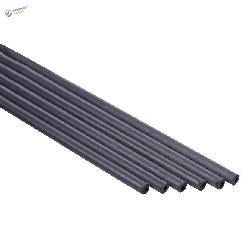 Six matte black hollow carbon fiber tubes, 1.8-6mm, 20 pcs pack