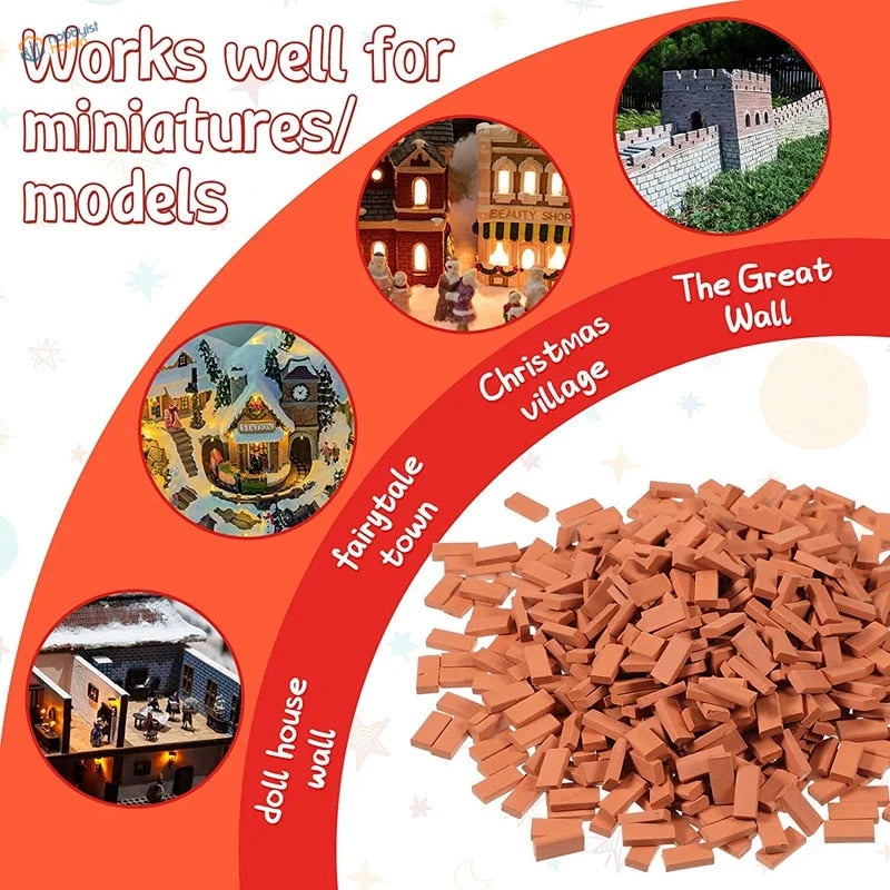 200 pcs miniature bricks in orange-brown for dioramas and landscaping