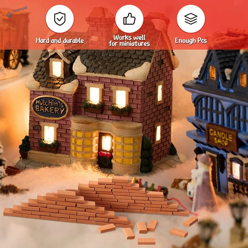 200 pcs miniature bricks for landscaping and dioramas, terracotta textured set
