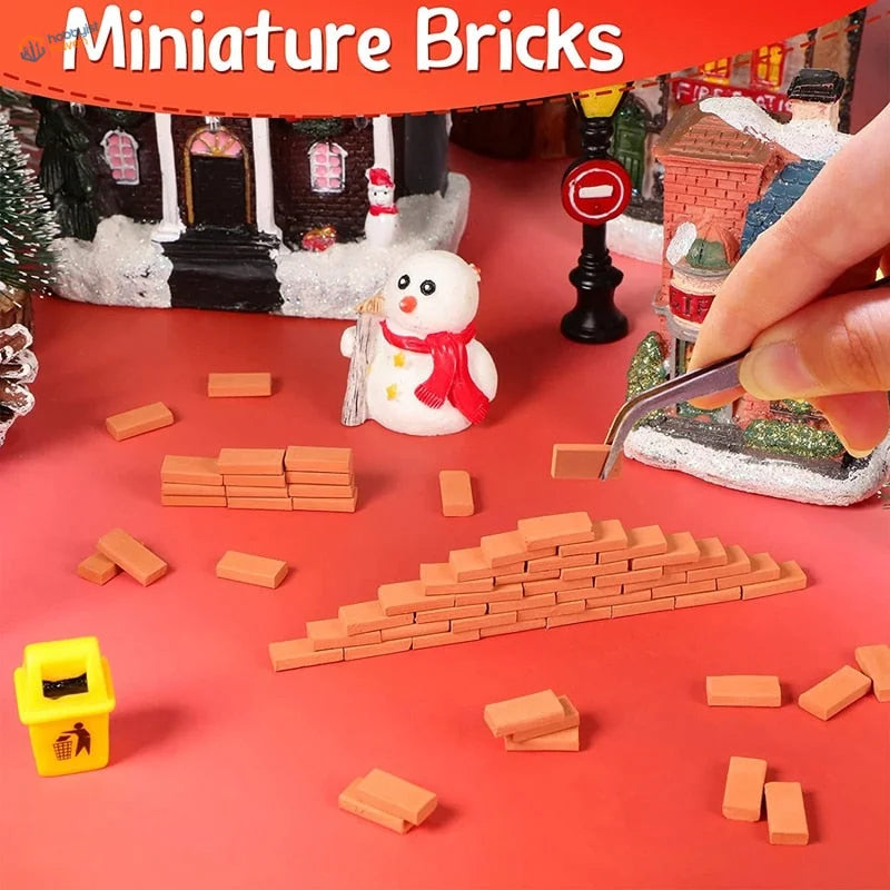 200 pcs orange miniature bricks for dioramas and landscaping