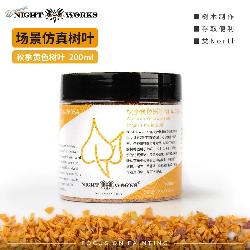 200ml miniature tree leaves paint jar with autumn yellow, black lid