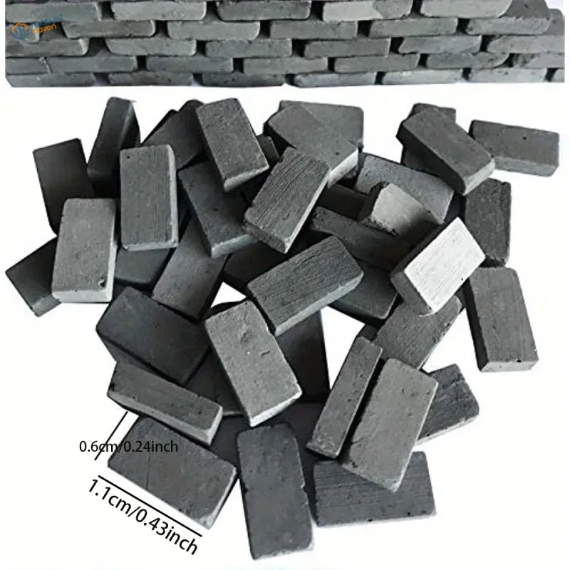 200pcs black rectangular charcoal briquettes miniature bricks with gray patches for scale modeling tools and diorama scenery