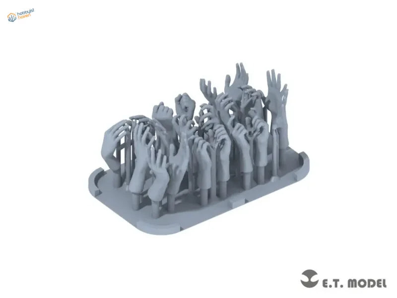 Gray 1/35 3D-printed hands model for scale modeling, multiple poses