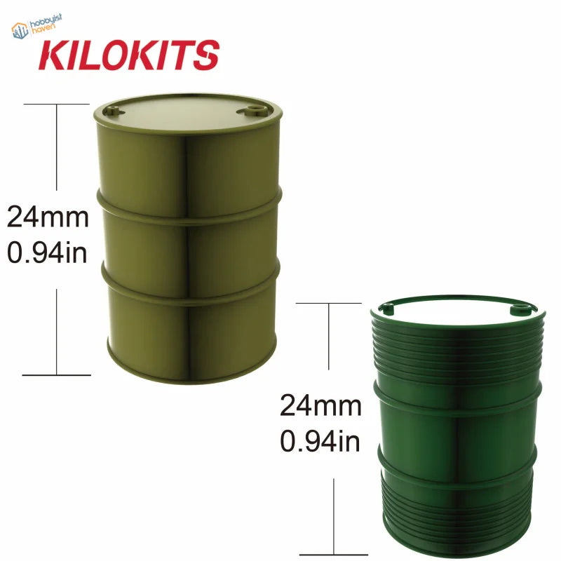 20pcs 1/35 olive green kilokits drums for dioramas, scale modeling tools