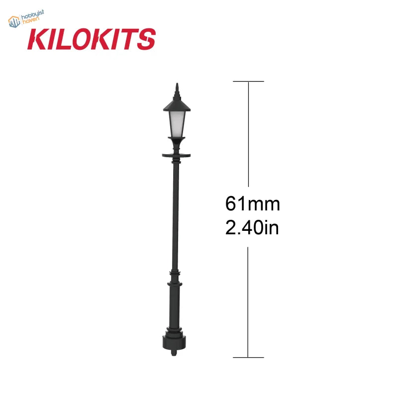 Black kilokits 61mm tall miniature street lamp model with classic lantern design for precision hobby tools
