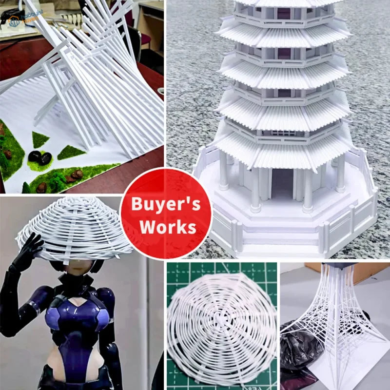 20pcs white styrene scale modeling pagoda with intricate details