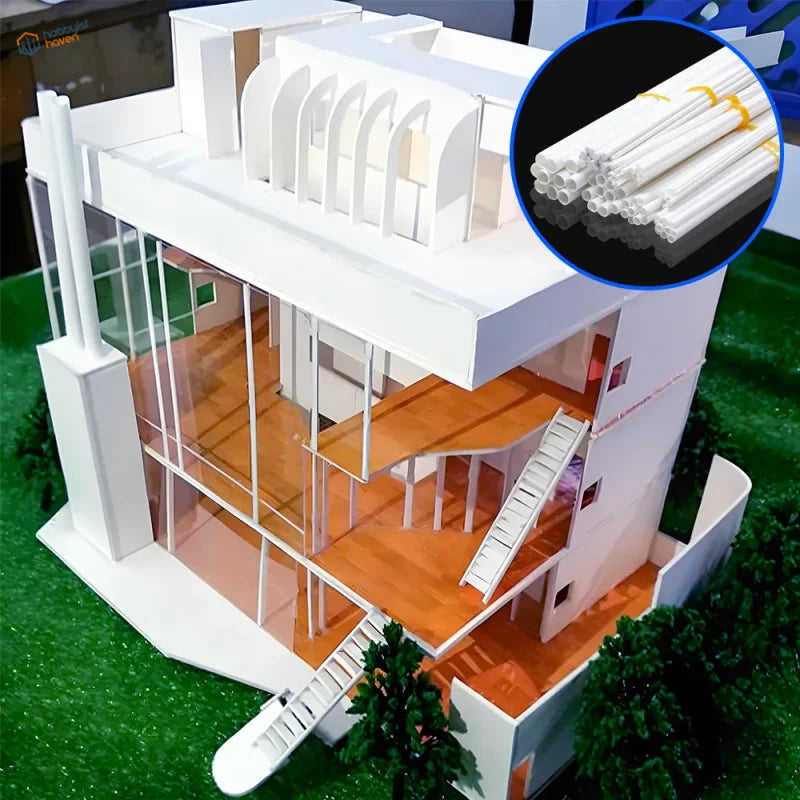 20pcs white styrene scale modeling rods in modern multi-level house model