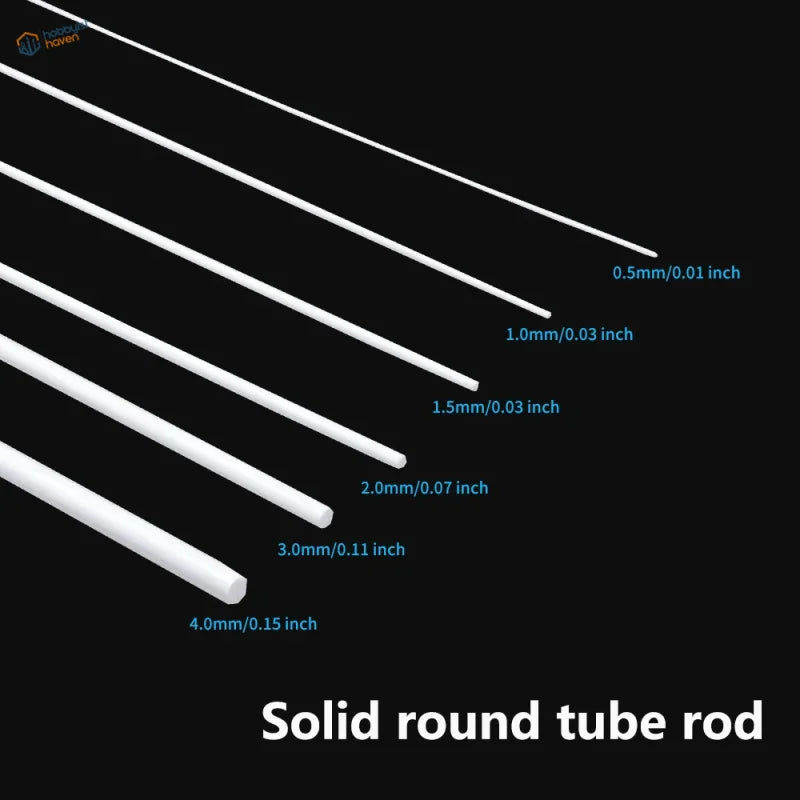 20pcs white styrene solid round tube rods in various diameters for scale modeling