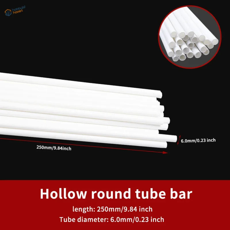 20pcs white styrene hollow round tubes 250mm x 6mm for scale modeling