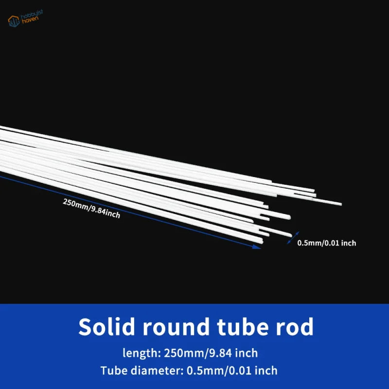 20pcs white styrene solid round rods 250mm x 0.5mm for scale modeling
