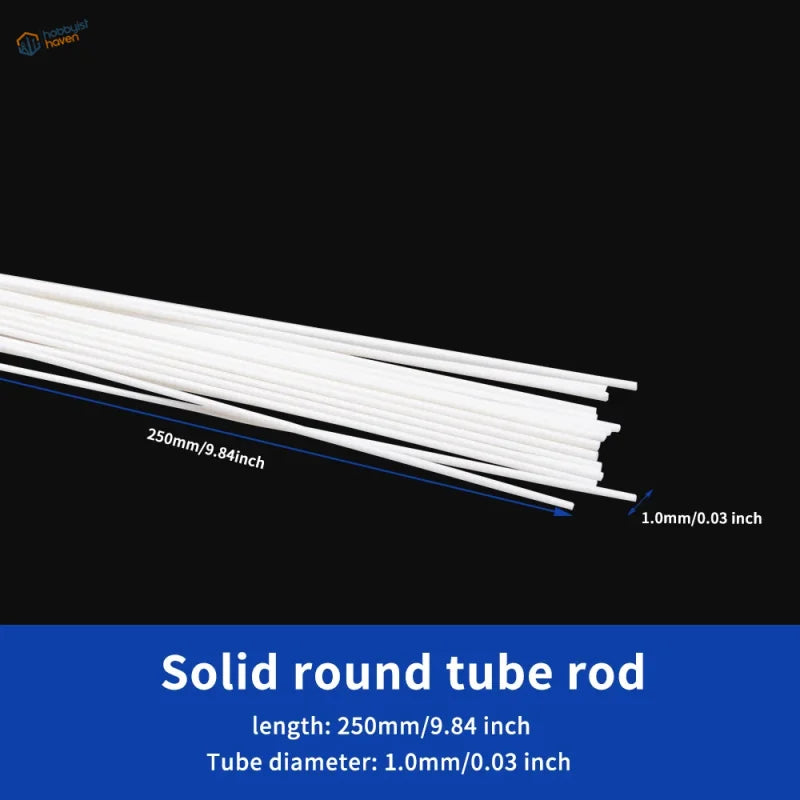 20pcs white styrene solid round rods 250mm x 1.0mm for scale modeling
