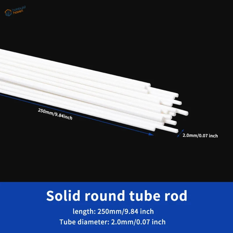 20pcs white styrene solid round rods 250mm x 2mm for scale modeling