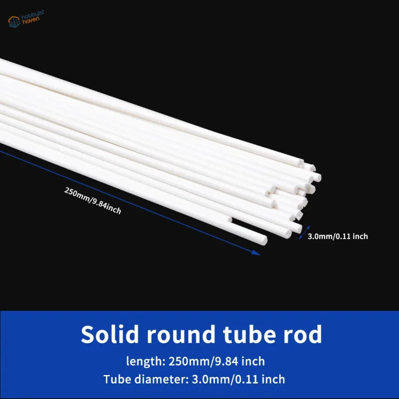 20pcs white styrene solid round rods 250mm x 3mm for scale modeling